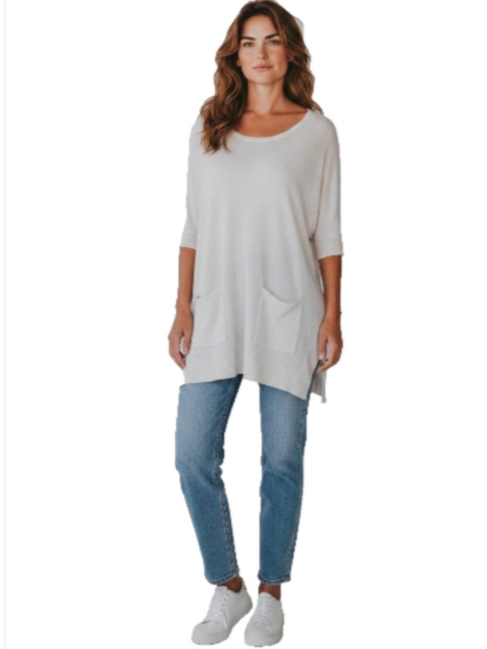 Philosophy Lightweight Knit Lagenlook Tunic‎ Top Sz S Light Beige #12B